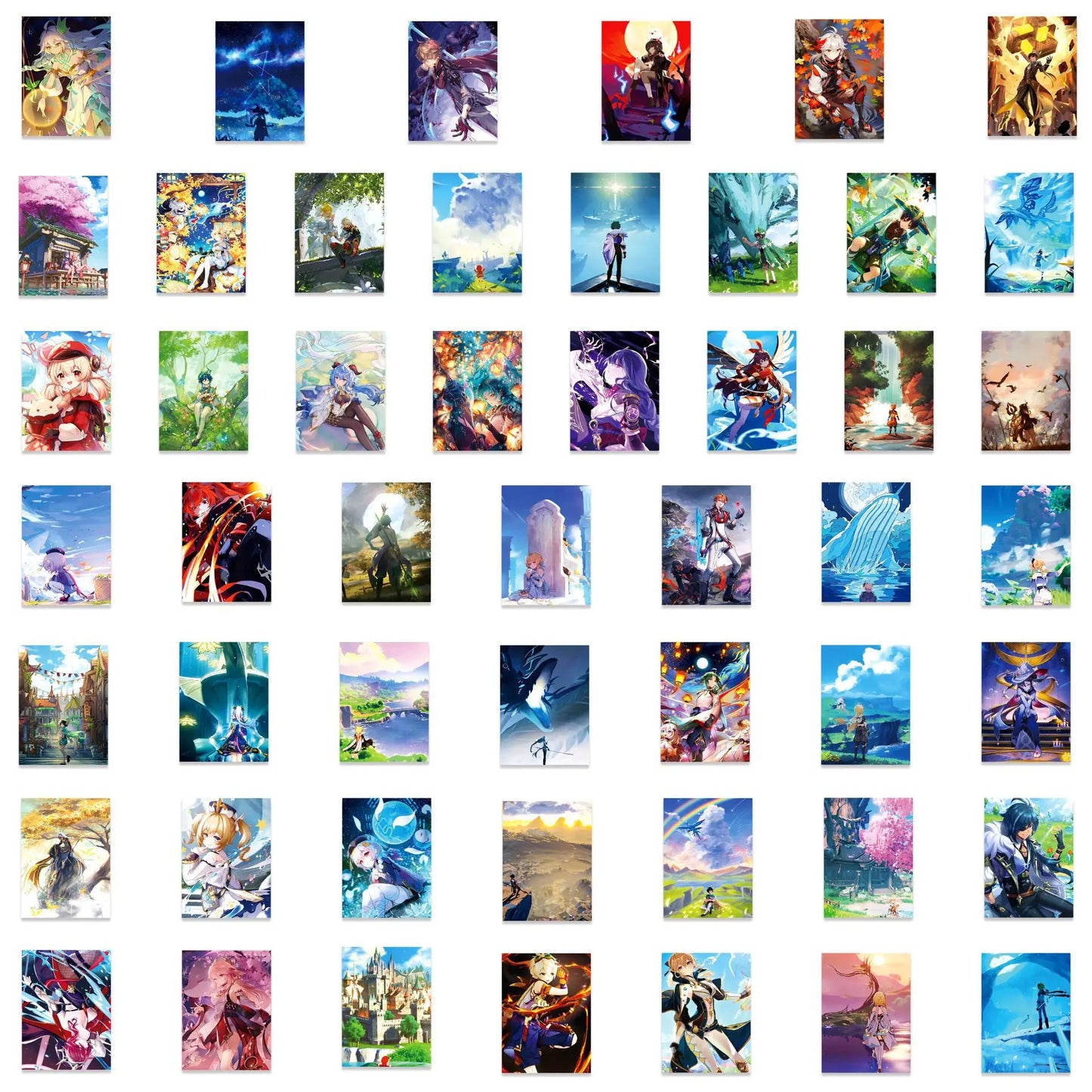 50PCS Cartoon Genshin Impact Sticker Graffiti iPad Notebook Helmet Car Computer Pattern Scrapbook Toy Decoration