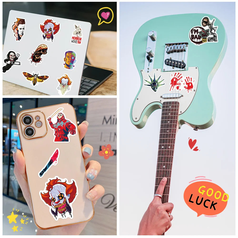 50PCS Horror Movie Thriller Mashup Decal Stickers iPad Toys DIY Luggage Laptop Ipad Guitar Exquisite Stickers