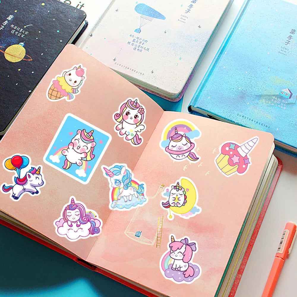 50PCS New Cute Unicorn Graffiti Stickers Refrigerator Computer Notebook Skateboard Water Cup