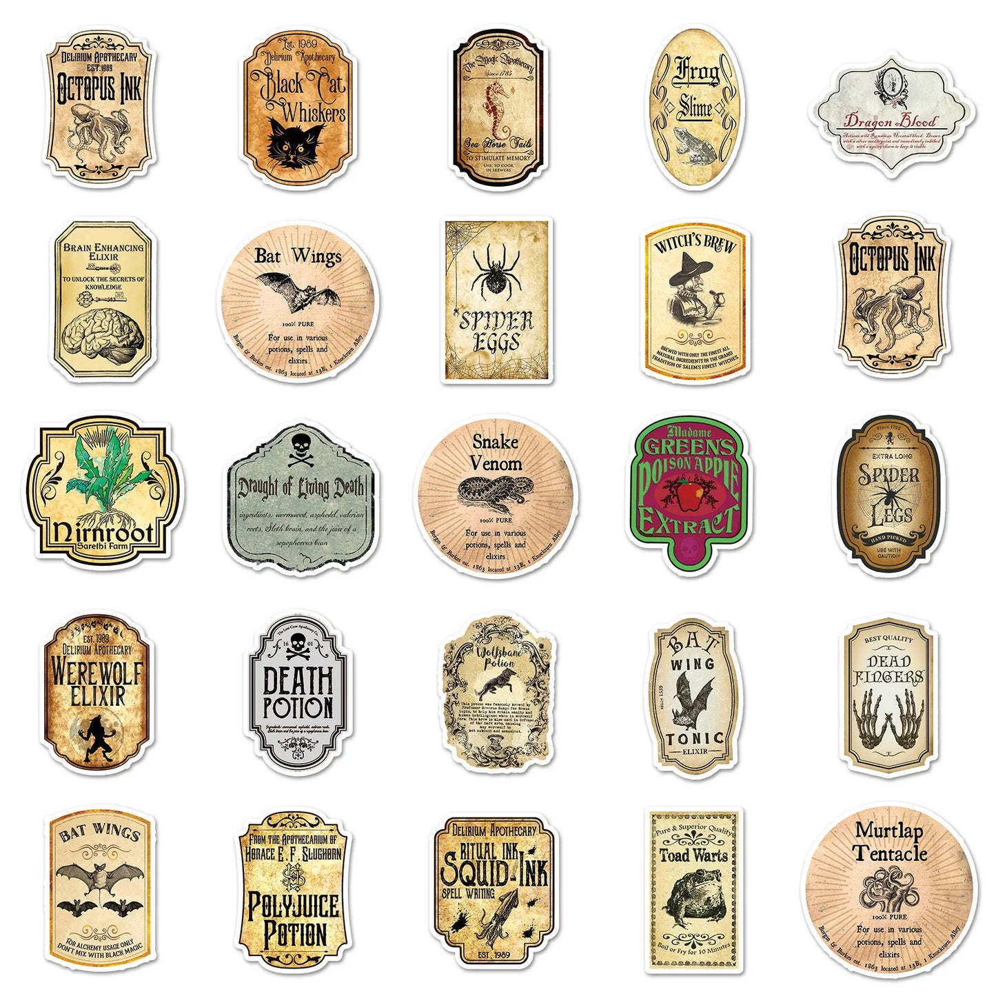 50PCS Cartoon Potion Label Sticker Graffiti iPad Luggage Helmet Guitar DIY Scrapbook Wall Sticker Toy Decoration
