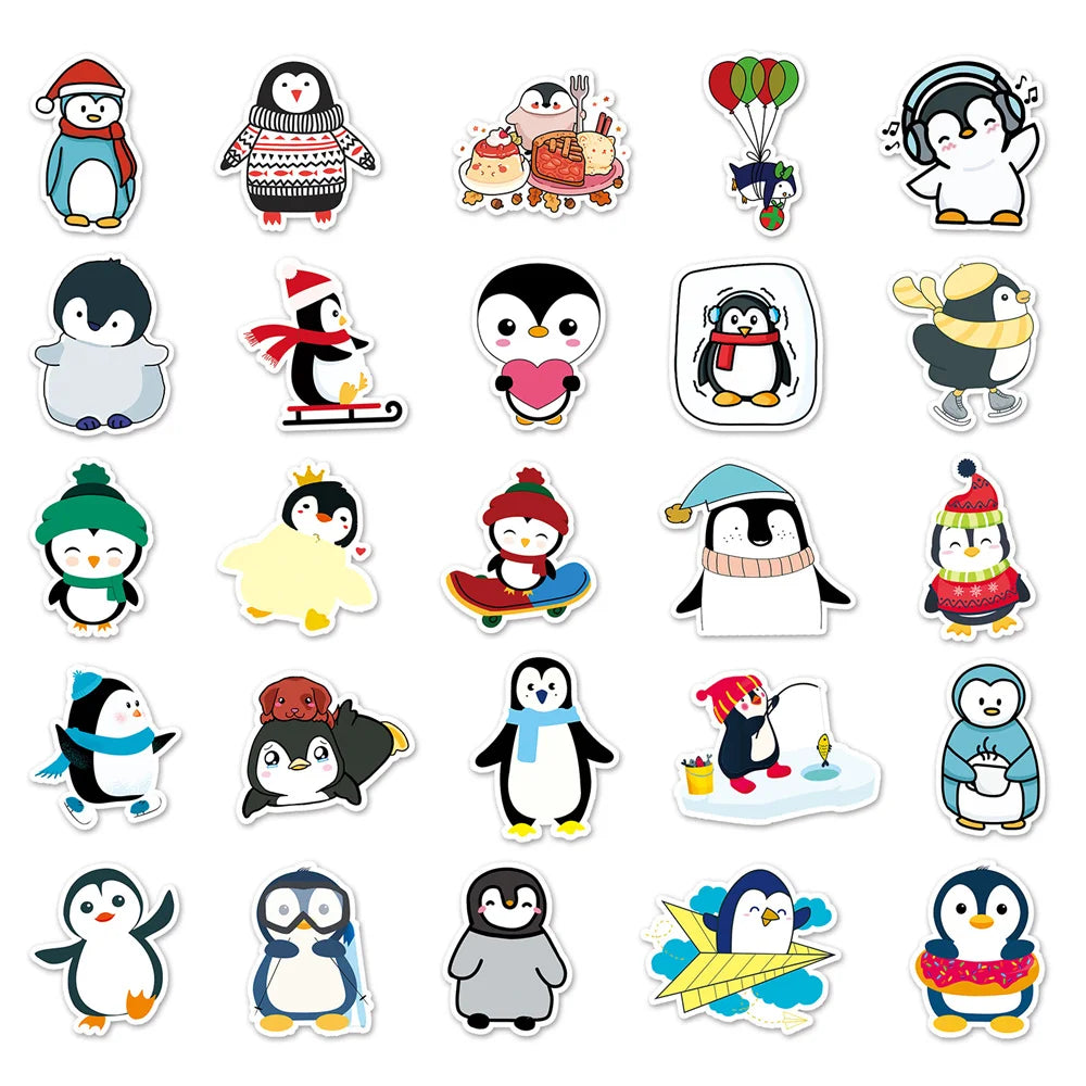 50PCS NewDIY Penguin Cartoon Personality Creative Computer LuggageCar Table Chair Decoration Waterproof Sticker