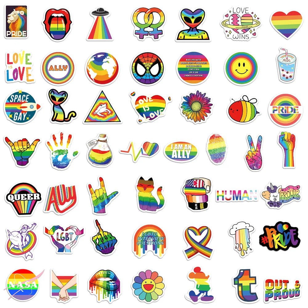 50PCS Rainbow Same Sex Graffiti Waterproof Stickers Personalized Creative Decoration Refrigerator Skateboard Cup