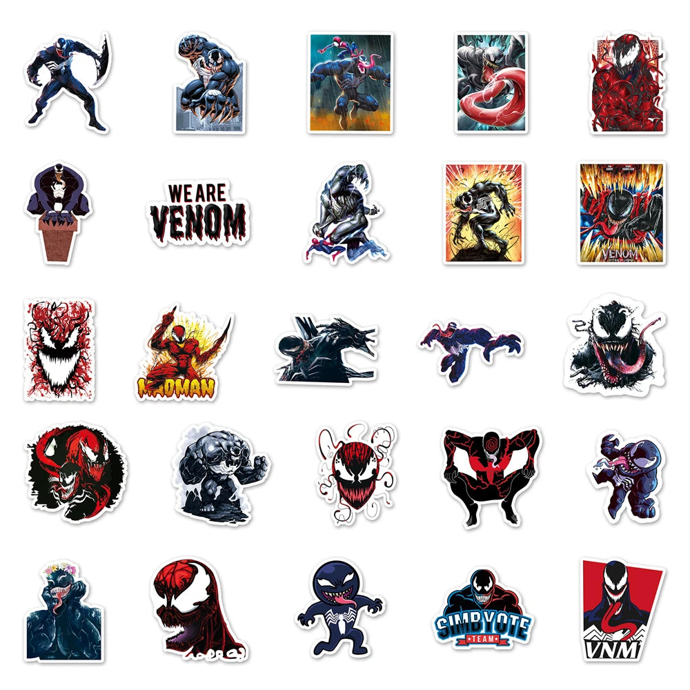 50PCS Cartoon Venom Cool Trend Creative Graffiti Sticker Bike Skateboard Car Helmet Laptop Computer