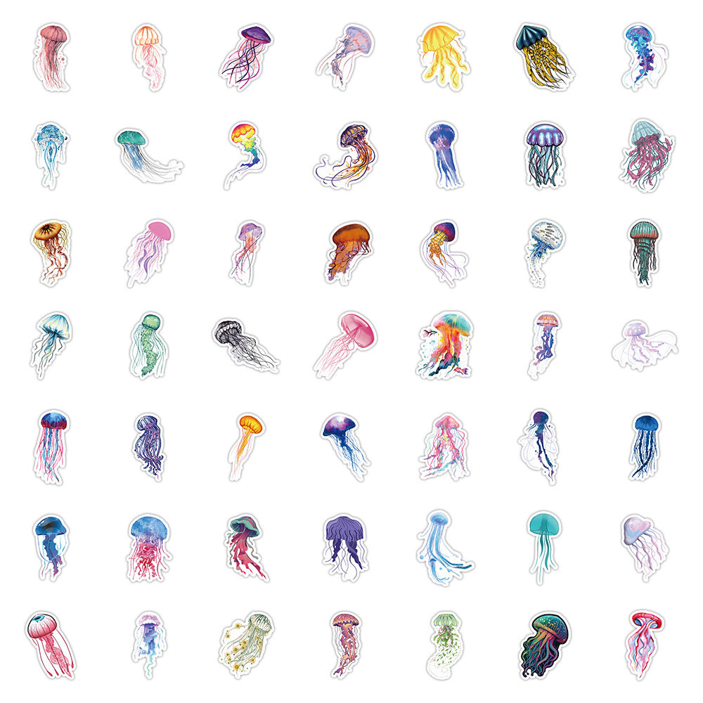 50PCS Medusan Consciousness Stickers - Bioluminescent Sentience Decals for Pre-Nervous System Journals, Neural Network Precursor Maps & Mind Without Brain Studies