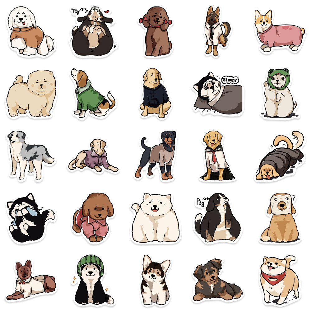 50PCS Inter-Species Encounter Stickers - Hand-Drawn Canine Epiphany Decals for Cross-Species Kinship Maps, Accidental Intimacy Journals & Animal Gaze Archives