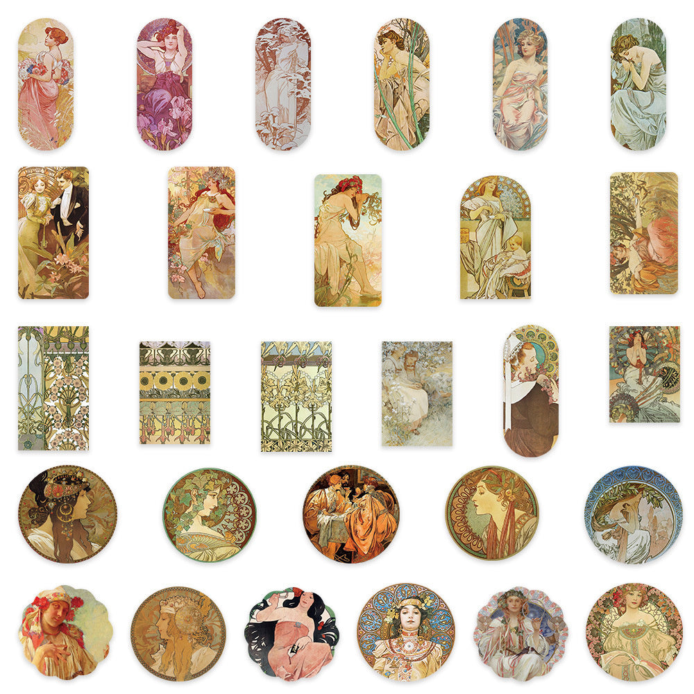 50PCS Vintage Portrait Doodle Stickers, Retro Cartoon People Decals for Journals, Planners, and Artistic Projects