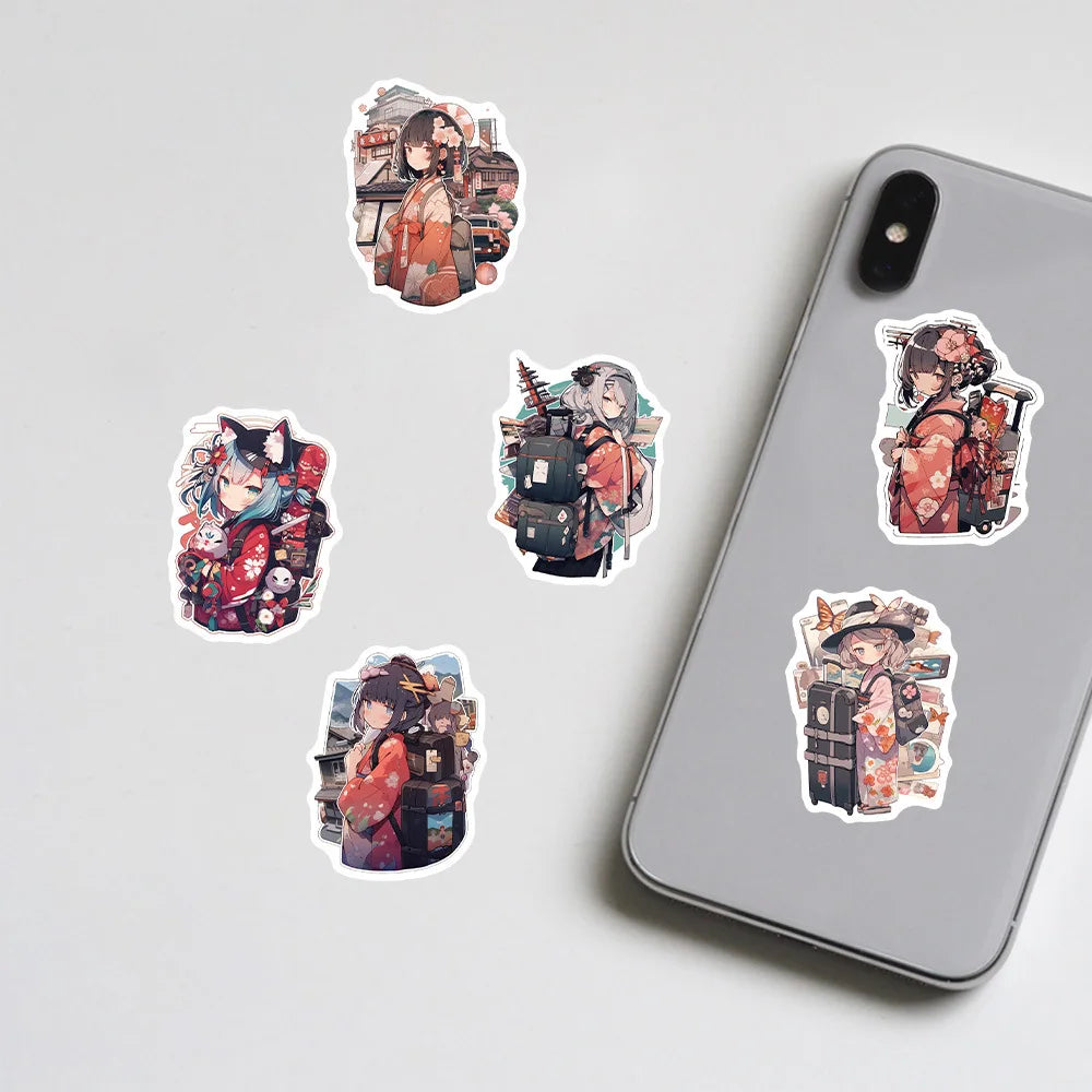 50PCS Popular Japanese Girl Sticker Pack Skateboard Guitar Decoration DIY Cup Helmet Waterproof Graffiti Decal
