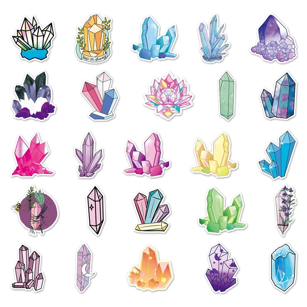 50PCS Cartoon Cute Crystal Romantic Creative Graffiti Sticker Bike Laptop Computer Skateboard Car Guitar Helmet