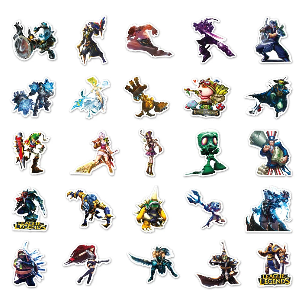 50PCS Cartoon Game League of Legends Anime Creative Graffiti Sticker Bike Skateboard Car Helmet Laptop Computer