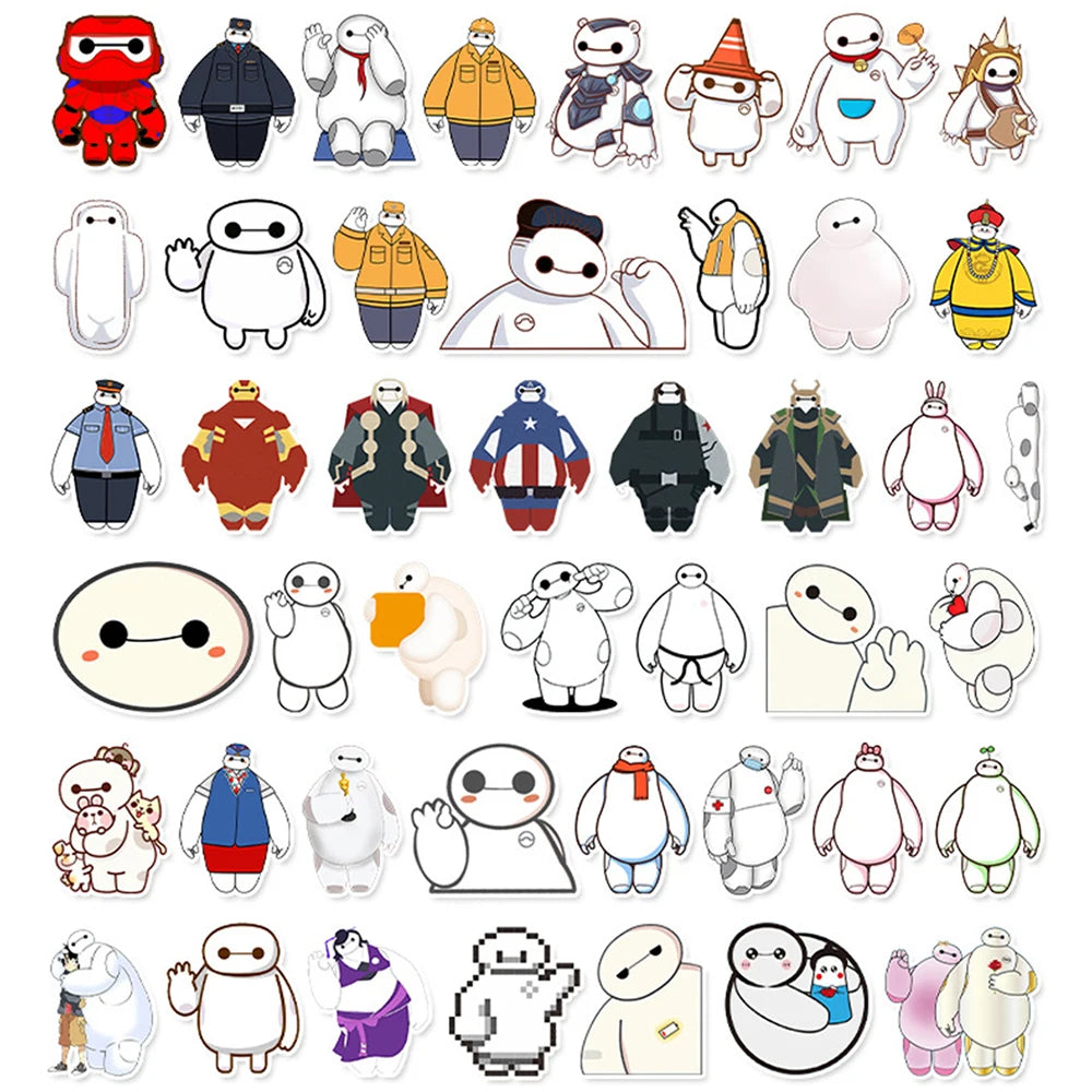 50PCS Cartoon Big White Decorative Stickers Suitcase Skateboard Guitar Car Waterproof Graffiti Suitcase Stickers