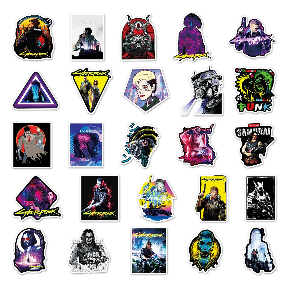 50PCS New Cyberpunk Style Game Graffiti Stickers For Luggage Laptop iPad Skateboard Guitar Journal Cup Sticker