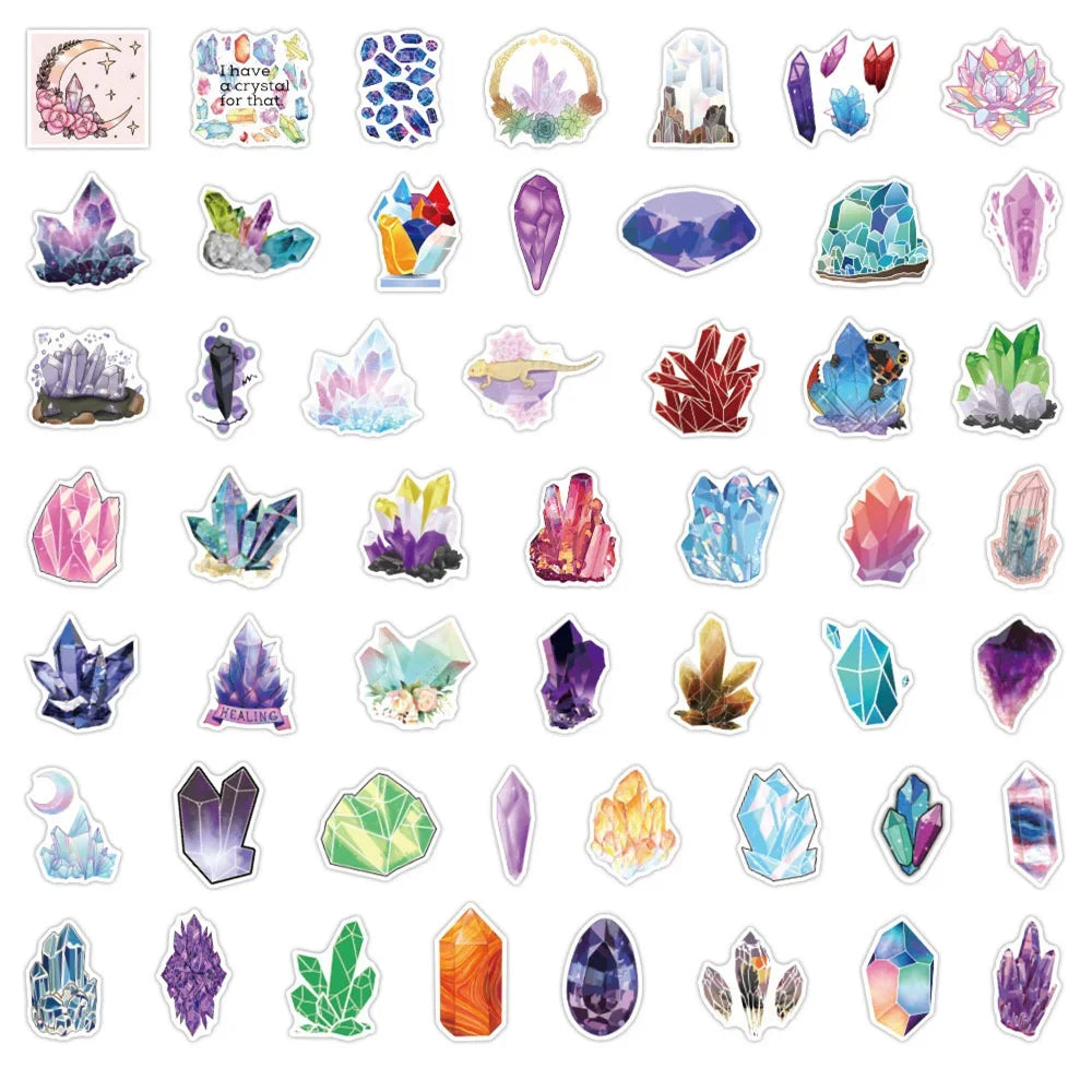 50PCS Crystal Graffiti Sticker Waterproof Removable Notebook Skateboard Trunk Motorcycle Guitar Cup Personality