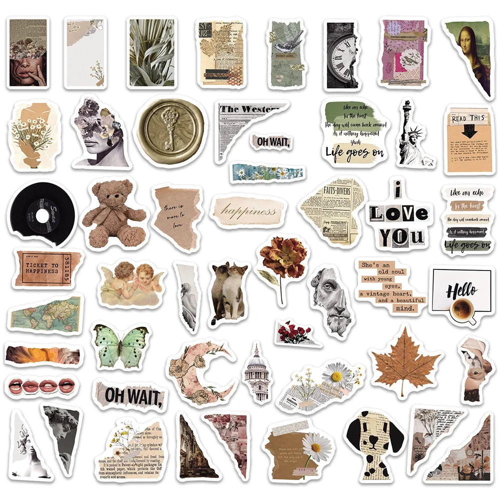 50PCS British Wind Broken Old Sense Graffiti Sticker Guitar Mobile Phone Case DIY Luggage Compartment Personality
