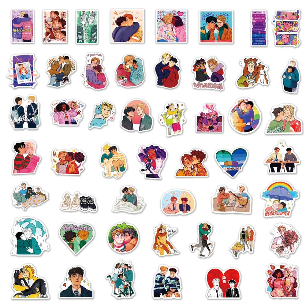 50PCS DatingGay Heartstopper Graffiti Waterproof Sticker Creative Trend Personalized Decoration Water Cup Guitar