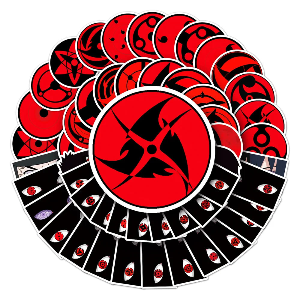 50PCS Sharingan Anime Naruto DIY Graffiti Toys Stickers Guitar Book Phone Shell Riman Stickers