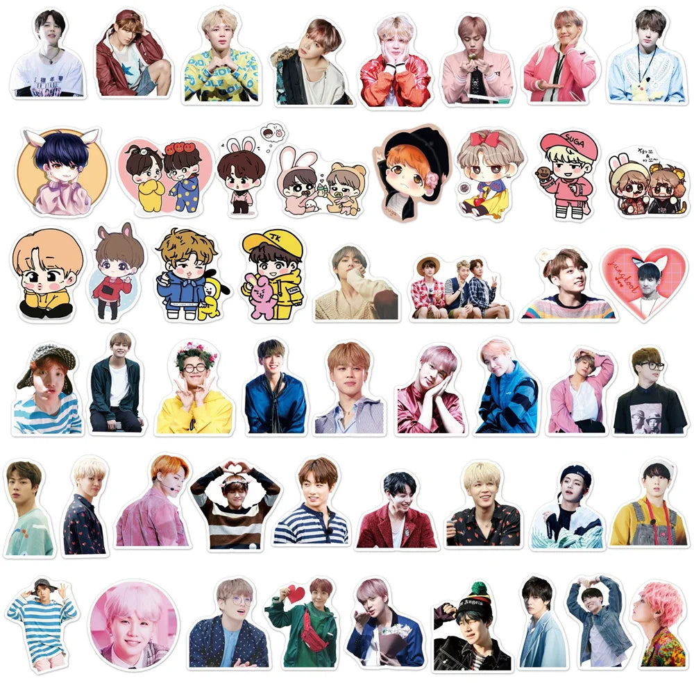 50PCS Variety Star Cute Graffiti Sticker Suitcase Guitar Car Laptop Skateboard Waterproof PVC Sticker