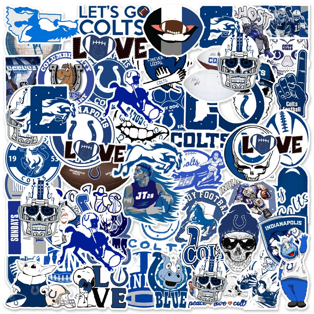 50PCS Cartoon Football Sports Indiana Colts DIY Doodles For Scrapbooking Suitcase Guitar Laptop Ipai Stickers