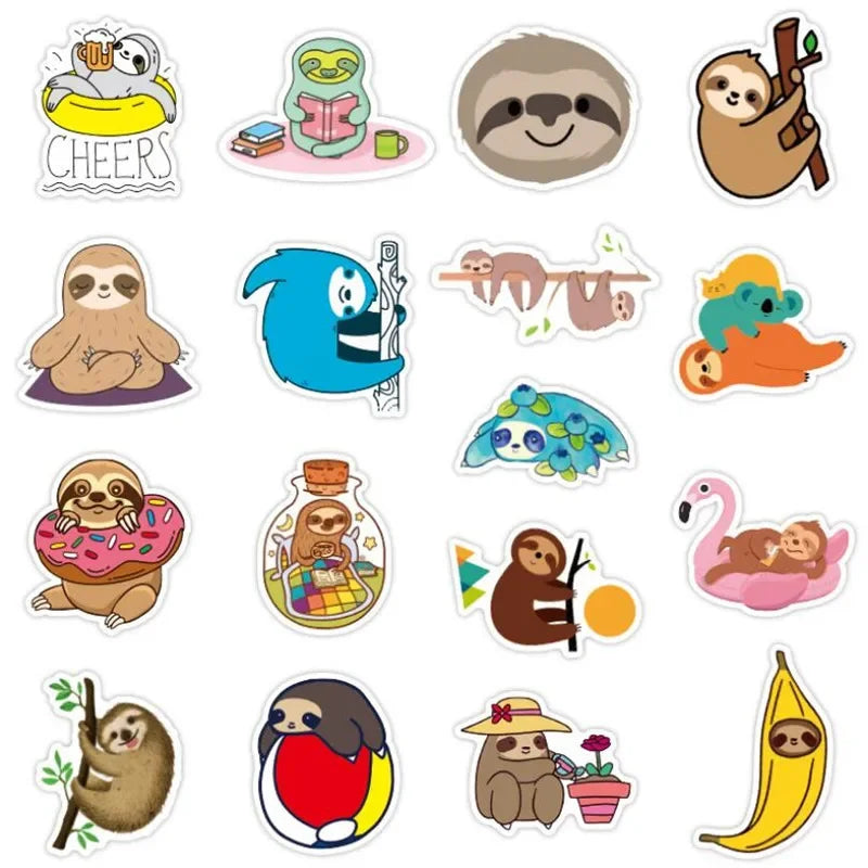 50PCS Cute Lazy Animal Cartoon Graffiti Refrigerator Luggage Skateboard DIY Guitar Helmet Cup Waterproof Sticker