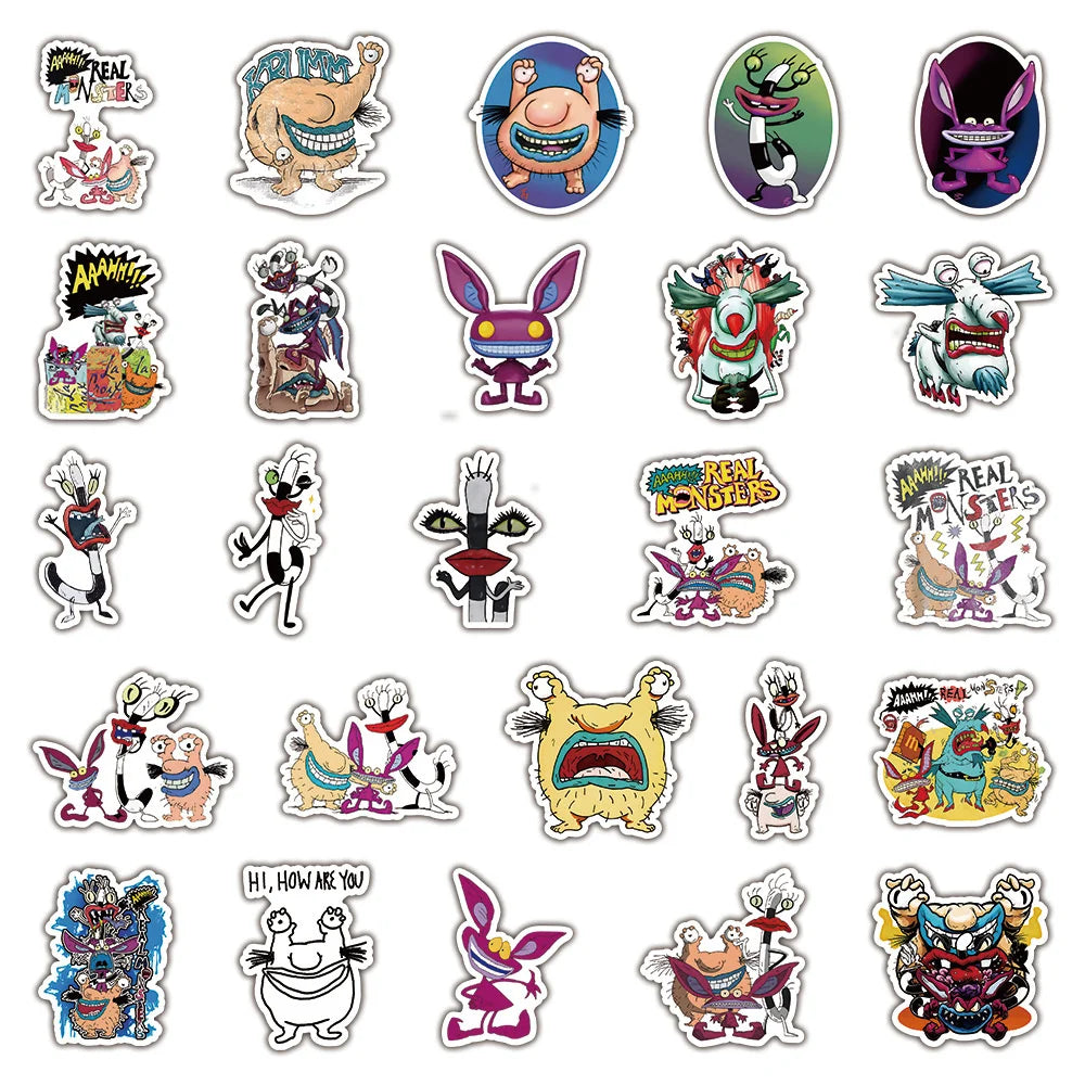 50PCS Anime Ah! There Are Monster Graffiti Waterproof Stickers Creative Trend Personality Decorative DecalsHelmet