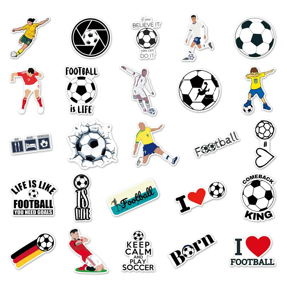 50PCS Football Sports Graffiti Cartoon Stickers Toy Luggage Laptop Car Computer Ipad Gift Skateboard Car Sticker