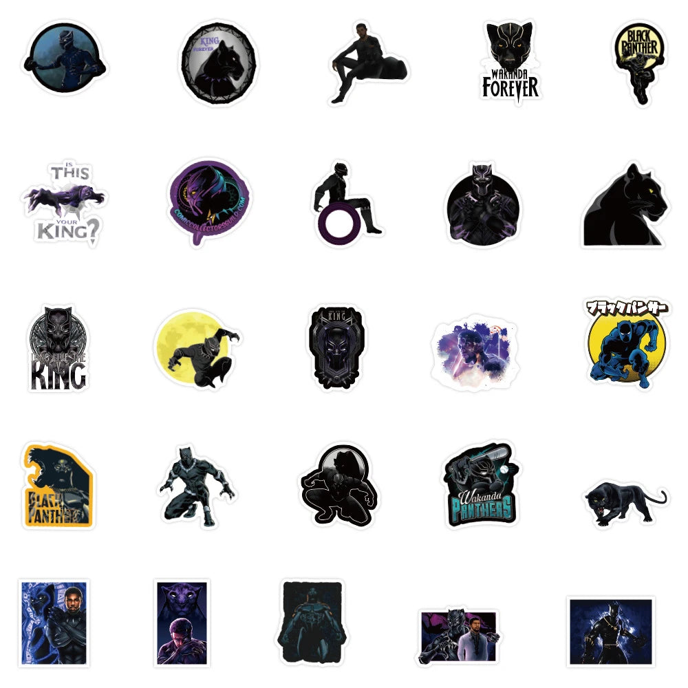 50PCS cartoon animal black panther graffiti stickers, personalized, fashionable and creative DIY trend decorative stickers, bicycles, scooters, helmets, laptops, popular and exquisite decal toys
