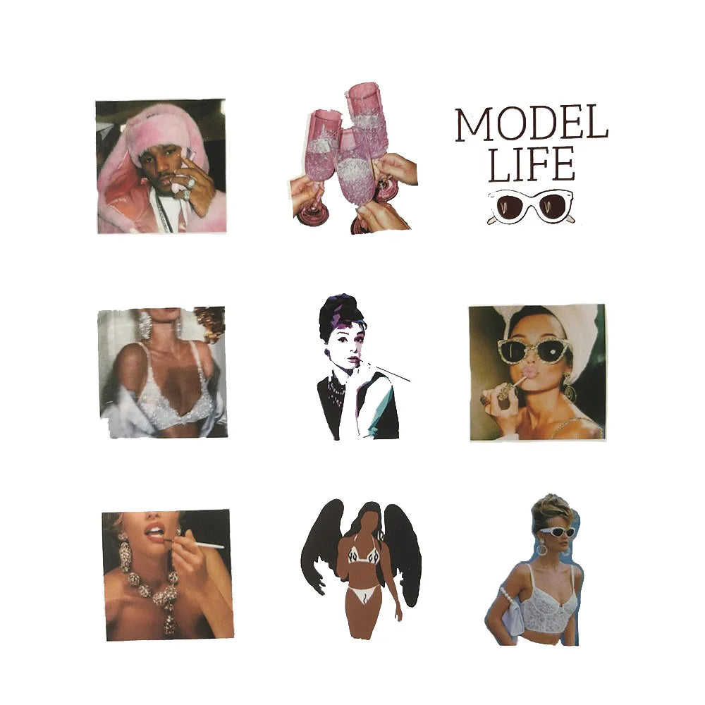 50PCS Fashion Magazine Exquisite Decal Sticker DIY Skateboard Scrapbook Luggage Laptop Ipad PVC Sticker