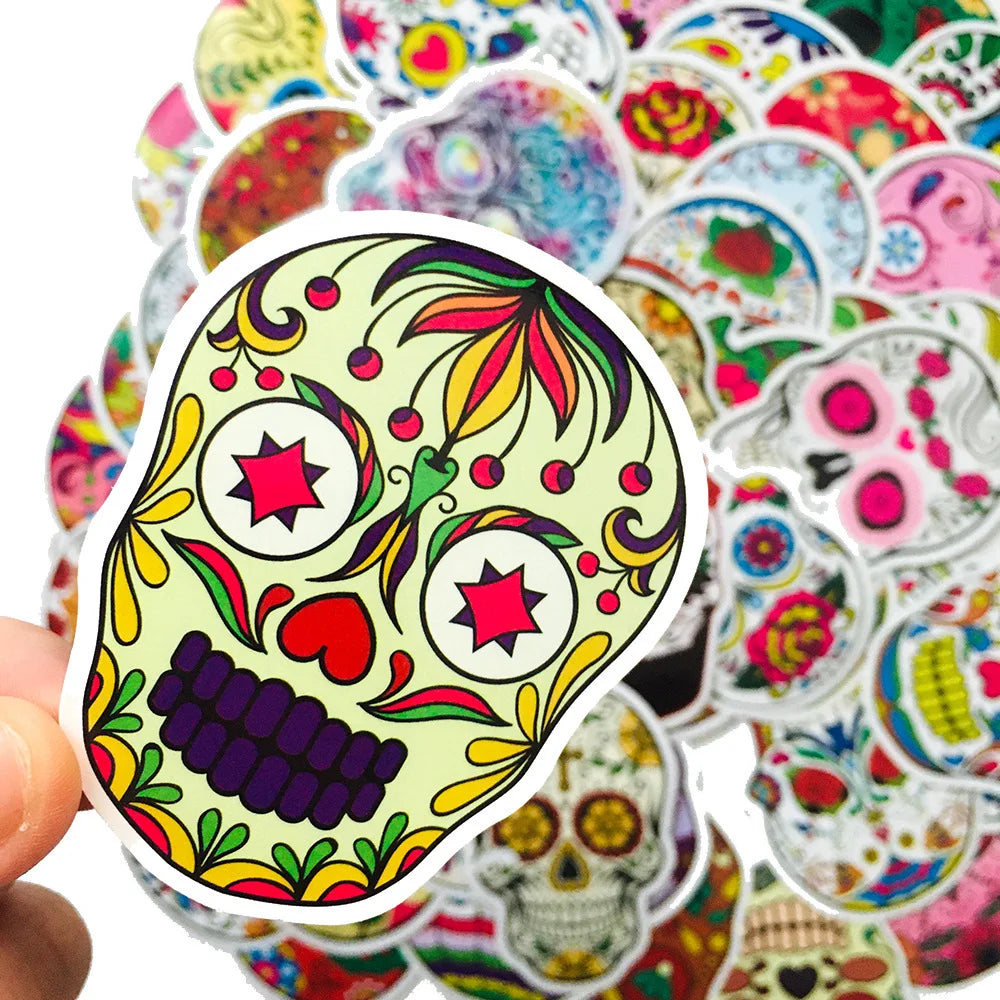 50PCS Cartoon Skull Sticker Graffiti iPad Luggage Laptop Helmet Car Computer Pattern Scrapbook Toy Decoration