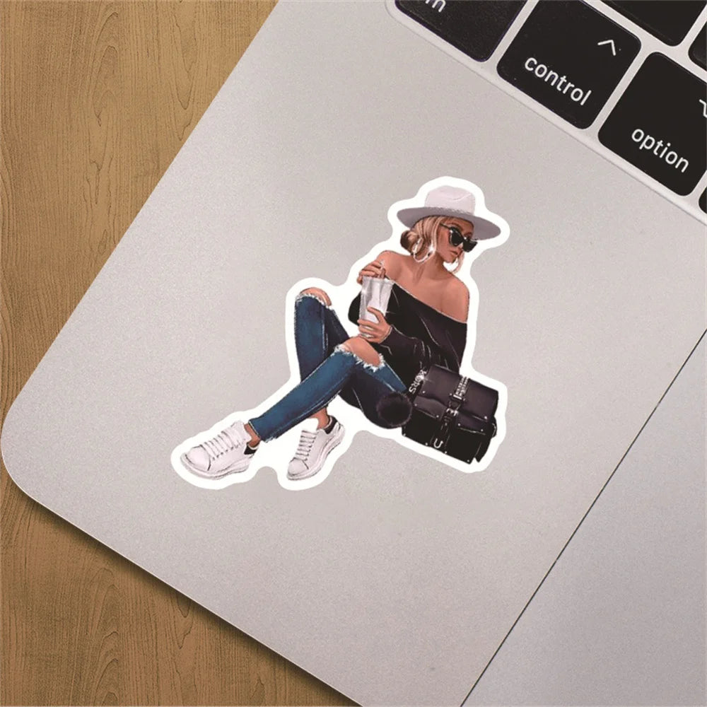 50PCS of European and American fashion women's clothing graffiti stickers, personalized fashion and creative DIY beautiful and trendy decorative decals, helmets, toys, guitars, skateboards, refrigerators, and popular stickers