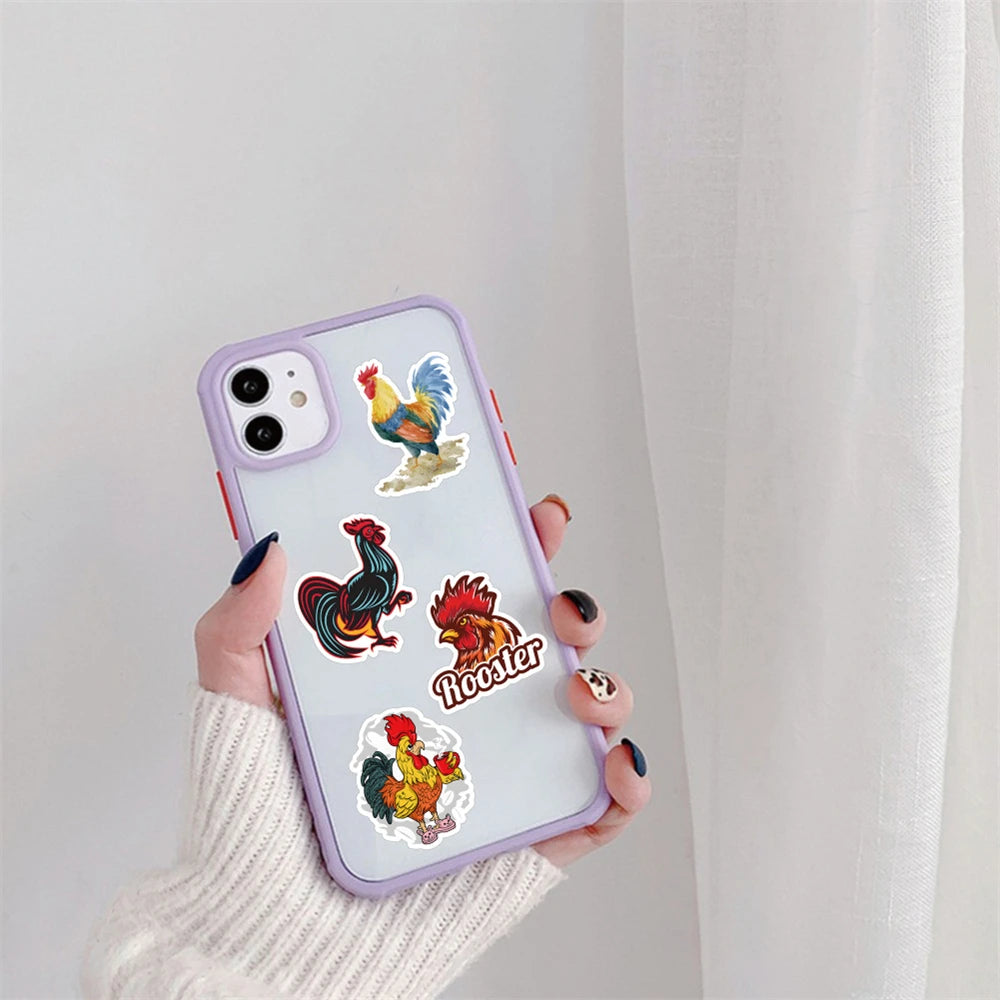 50 pieces of cartoon animal rooster creative graffiti stickers, personalized DIY bicycle, skateboard, car helmet, laptop, phone case decorative sticker toys