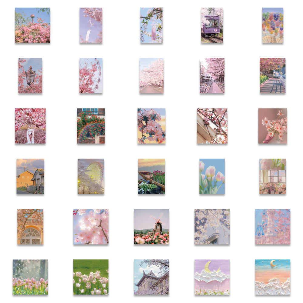 65PCS Spring Wallpaper Stickers, Removable Floral & Nature Cartoon Doodles for Room Decor and Fresh Vibes