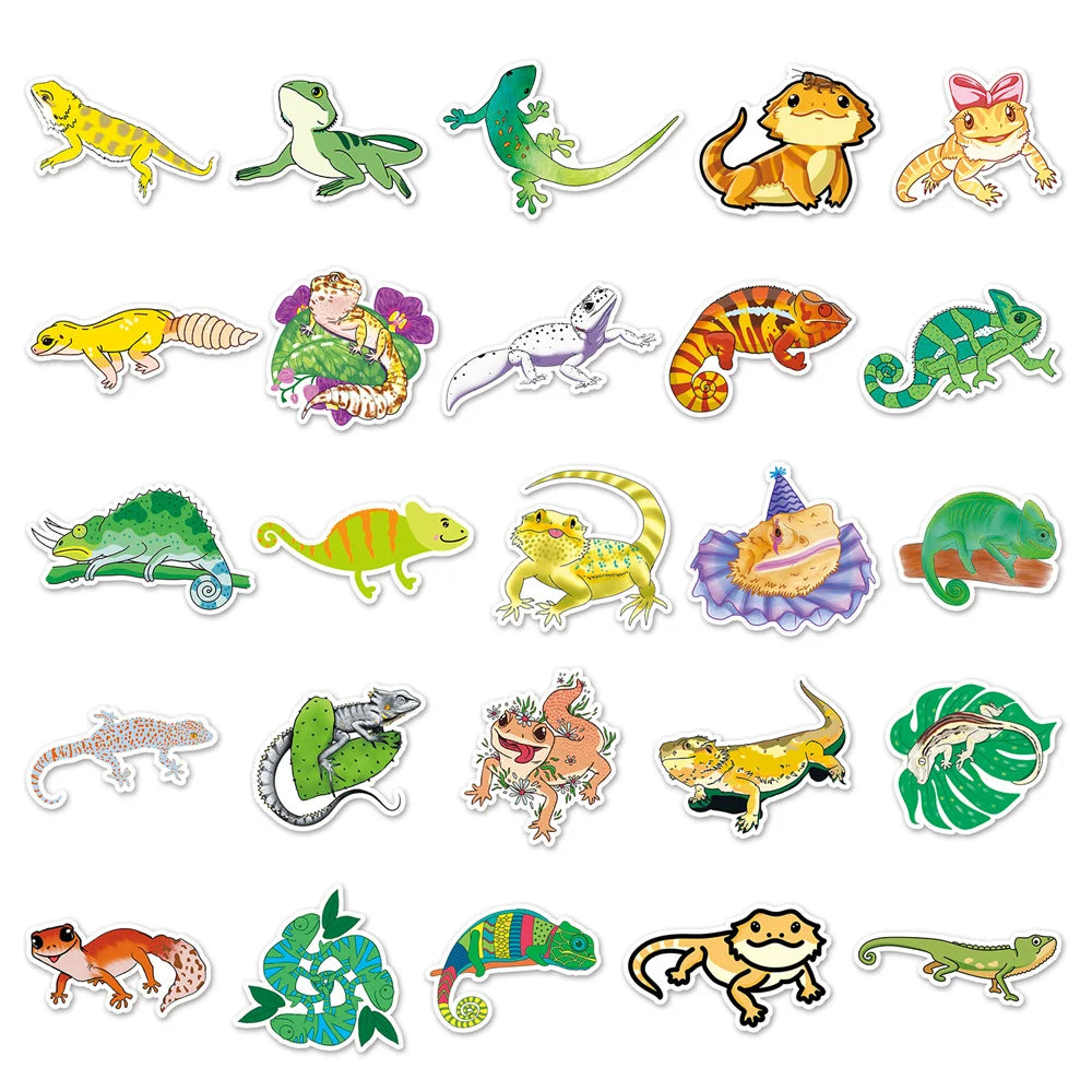 50PCS Lizard Graffiti Waterproof Personalized Sticker Cartoon Animal DIY Skateboard Laptop Refrigerator Water Cup