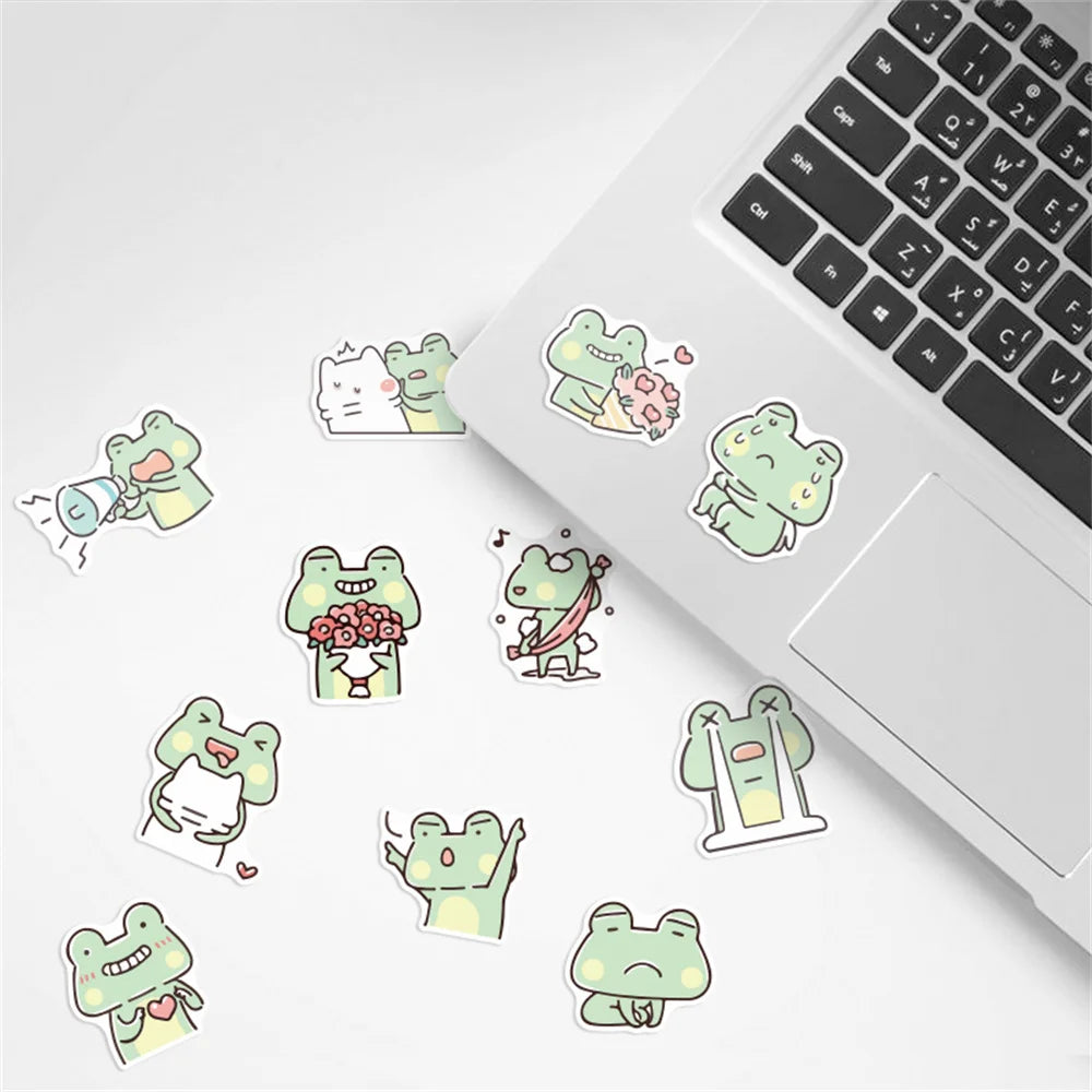 50PCS Cute Cartoon Chibi Frog Kawaii Sticker Toy Luggage Laptop Ipad Guitar Water Cup Table Skateboard Sticker
