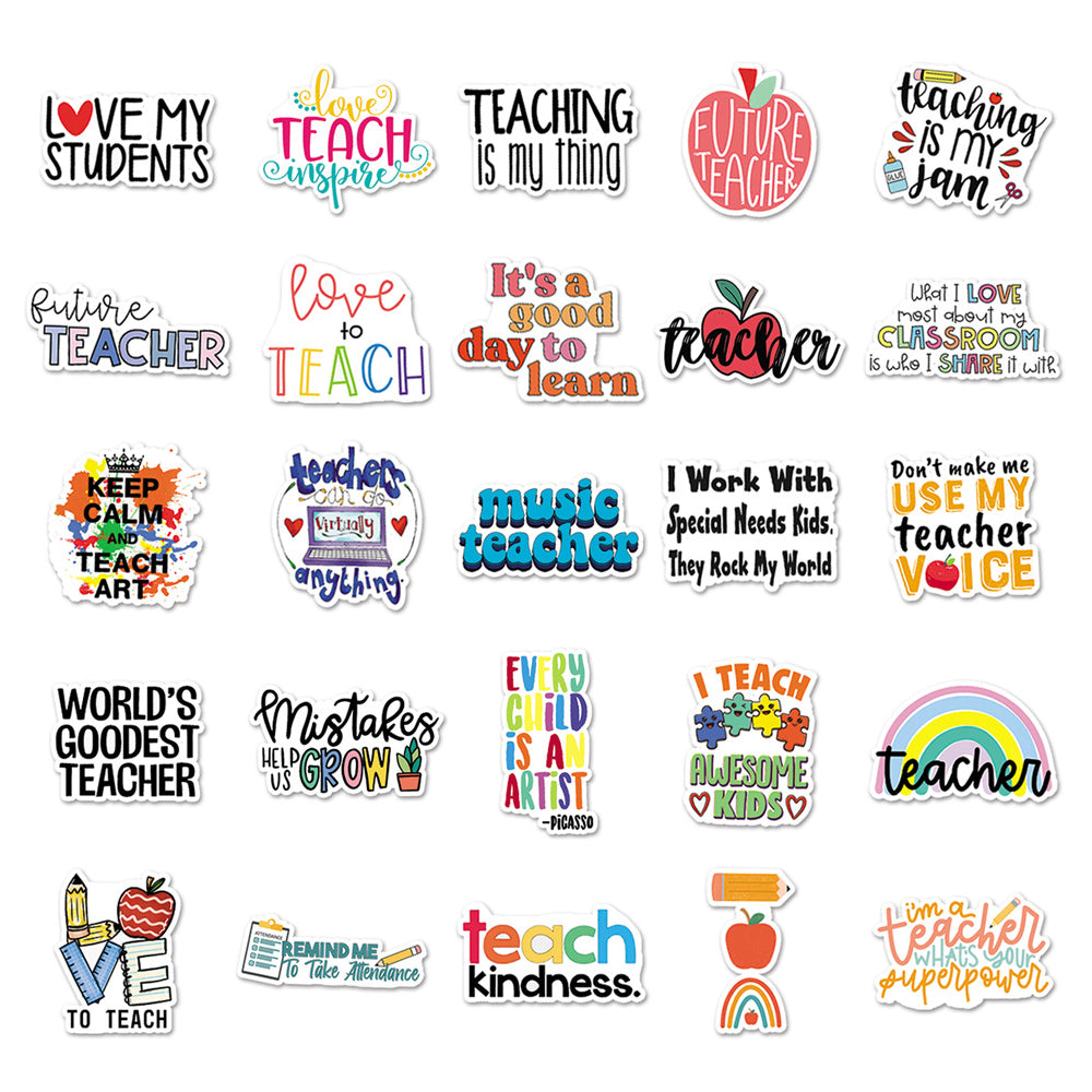 50PCS Cartoon Motivational English Doodle Stickers Perfect for Laptops, Skateboards, Water Bottles, Guitars, and Stationery Boxes Exquisite DIY Desktop Decor Decals