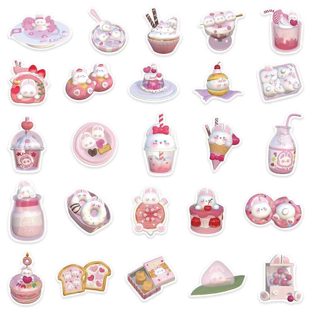 50PCS Cartoon Cute Rabbit Graffiti Sticker Personality Creative Sticker Desk Guitar Computer Waterproof Sticker