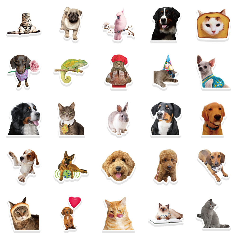 50PCS Funny Animal Doodle Stickers, Cute Cartoon Vinyl Decals for Laughter, Journals, and Kids Crafts
