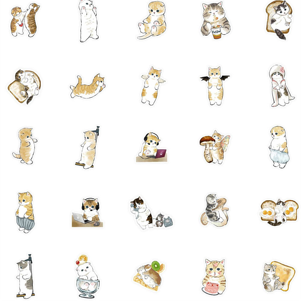 50PCS Cute Kitten Stickers - Adorable Cat Decals for Laptops, Water Bottles, Planners & Cat Lover Gifts