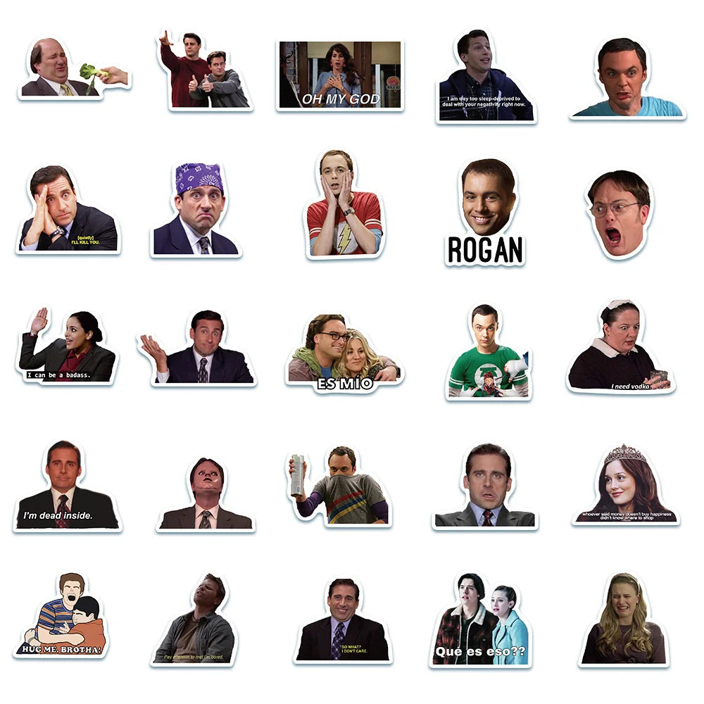 100PCS American TV Series Funny Classic Meme Stickers for Journal Luggage Laptop IPad Cup Waterproof Stickers