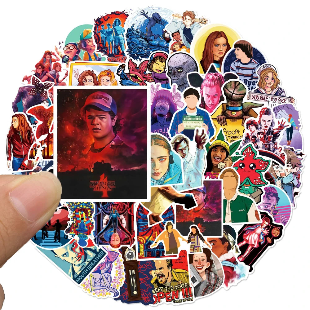 50PCS TV Drama Stranger Things Movie Graffiti DIY Sticker Scooter Travel Luggage Phone Guitar Cartoon Sticker