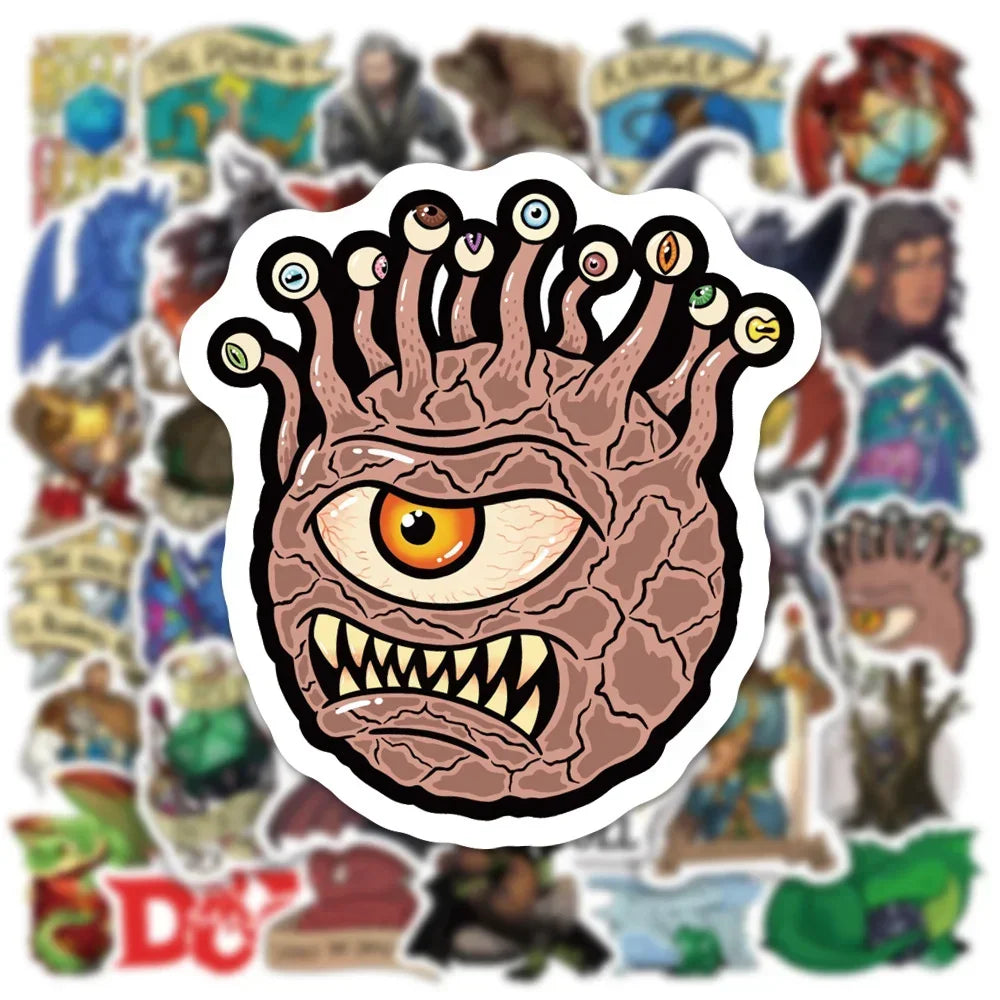 50PCS Games Dnd Graffiti Stickers Luggage Bicycle Notebook iPad Skateboard Guitar Helmet Waterproof Decoration
