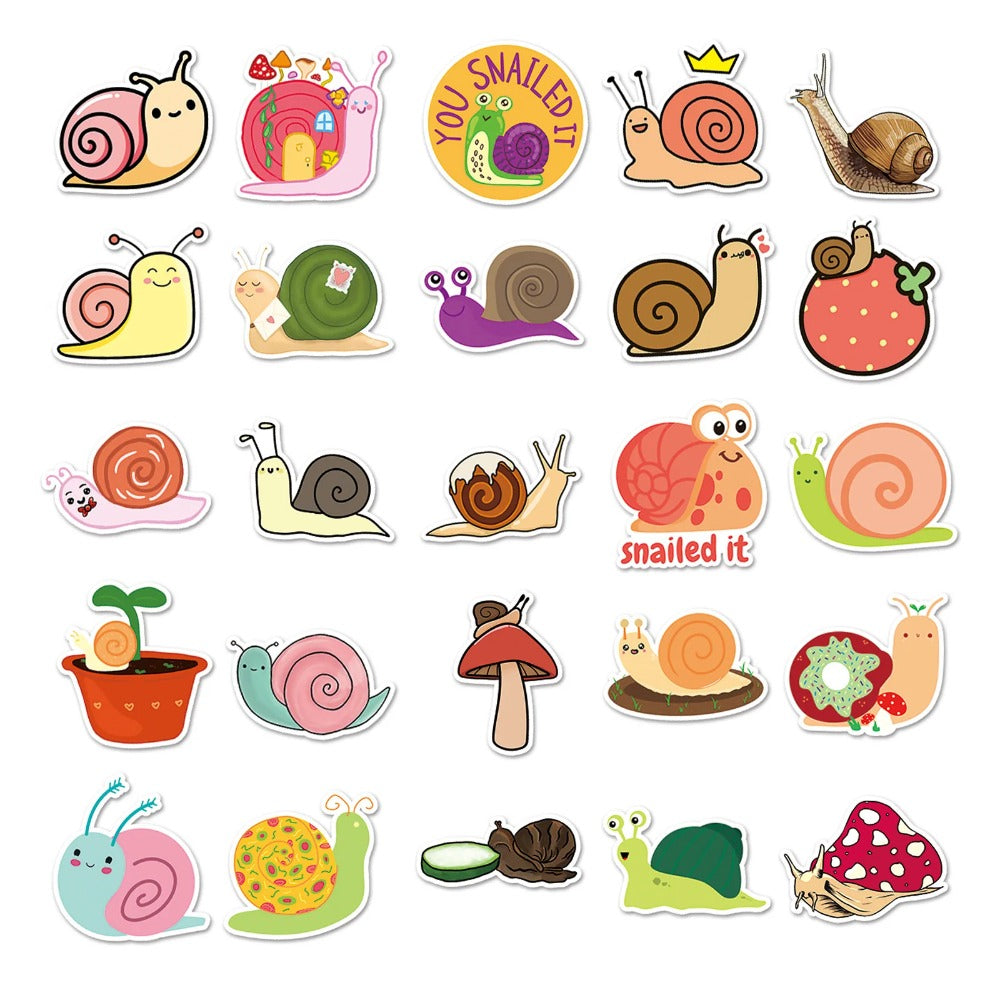 50PCS Gastropod Temporality Stickers - Slow Motion Epistemology Decals for Slime Trail Cartography, Spiral Chronology Maps & Decelerated Consciousness Journals