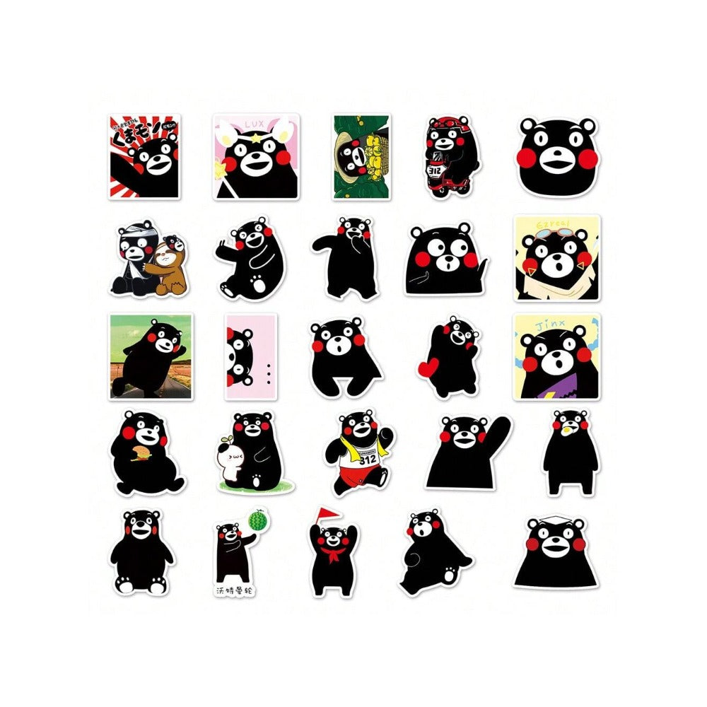 50PCS Cute Kumamon Theme Doodle Stickers Exquisite, Fashionable, Creative DIY Decorative Decals Suitable for Luggage, Laptops, Phone Cases, Mugs, and Stationery Boxes