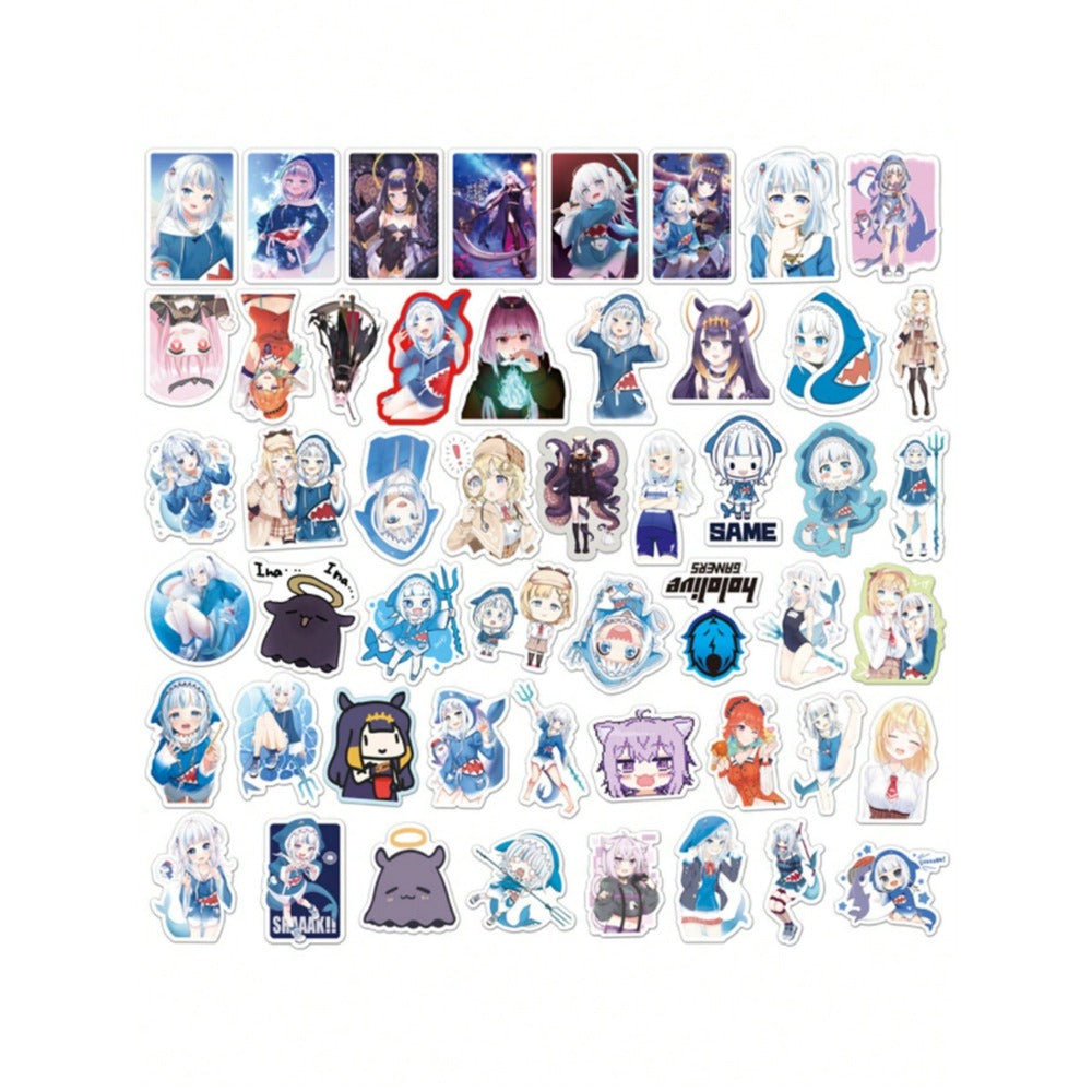 50PCS Art Illustration Popular Creative Cartoon Anime American Girl Characters GaruGula Decorative Style Graffiti Stickers Personality Fashion Creative Trend DIY Exquisite Decorative Decals for Cups, Helmets, Skateboards Popular Stickers Toys