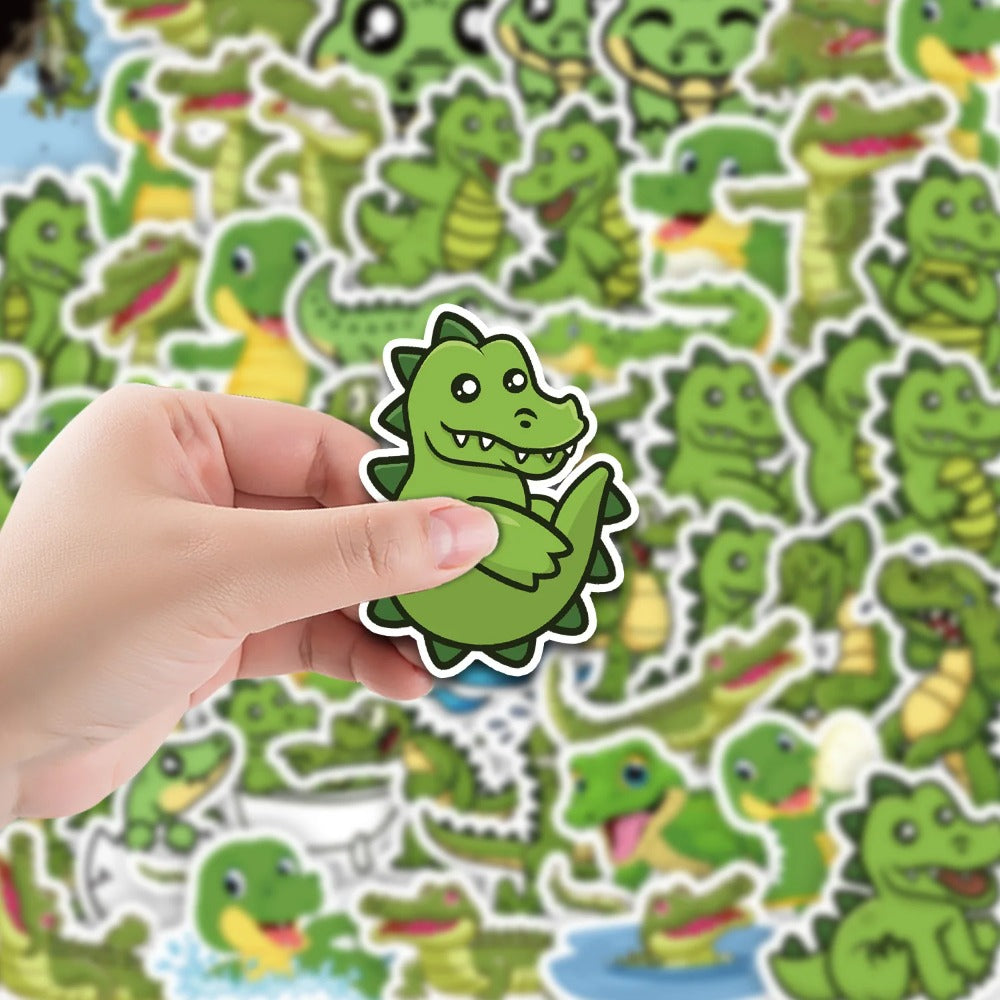 50PCS Cute Cartoon Crocodile Animal Doodle Stickers Exquisite and Stylish DIY Creative Decorations Perfect for Notebooks, Laptops, Refrigerators, Bags, Skateboards, and Stationery Boxes
