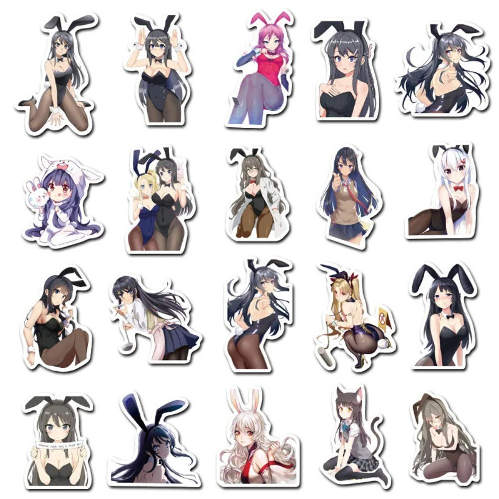 50PCS Mai Sakurajima Deconstructed Stickers - Anime Archetype Study Decals for Character Analysis Journals, Narrative Therapy & Fandom Semiotics Projects