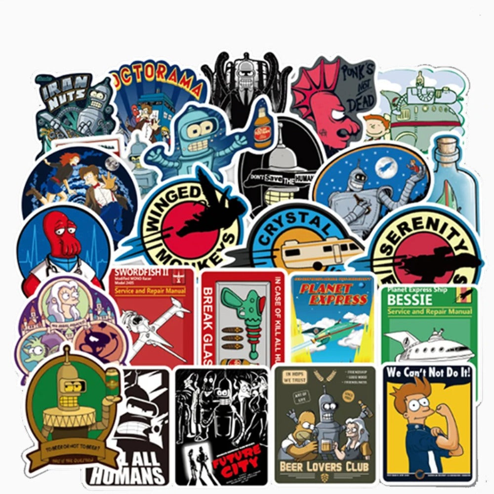 50PCS Cartoon Flying into the Future Graffiti Stickers Exquisite, Fashionable, Creative DIY Decorative Stickers for Notebooks Perfect for Cups, Helmets, Skateboards, and Stationery Cases