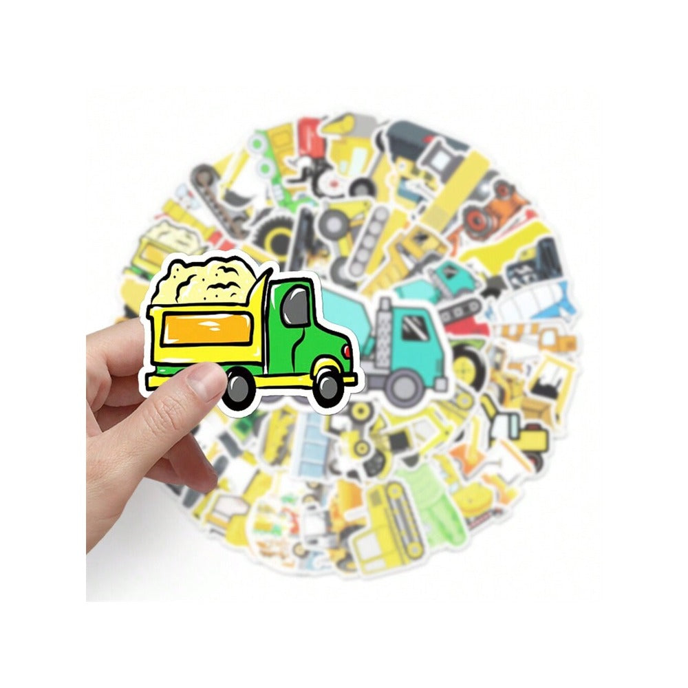 50PCS Cartoon Excavator Construction Vehicle Graffiti Stickers Exquisite, Stylish, Creative DIY Journal Decor Decals Suitable for Suitcases, Laptops, Skateboards, Water Bottles, and Stationery Cases