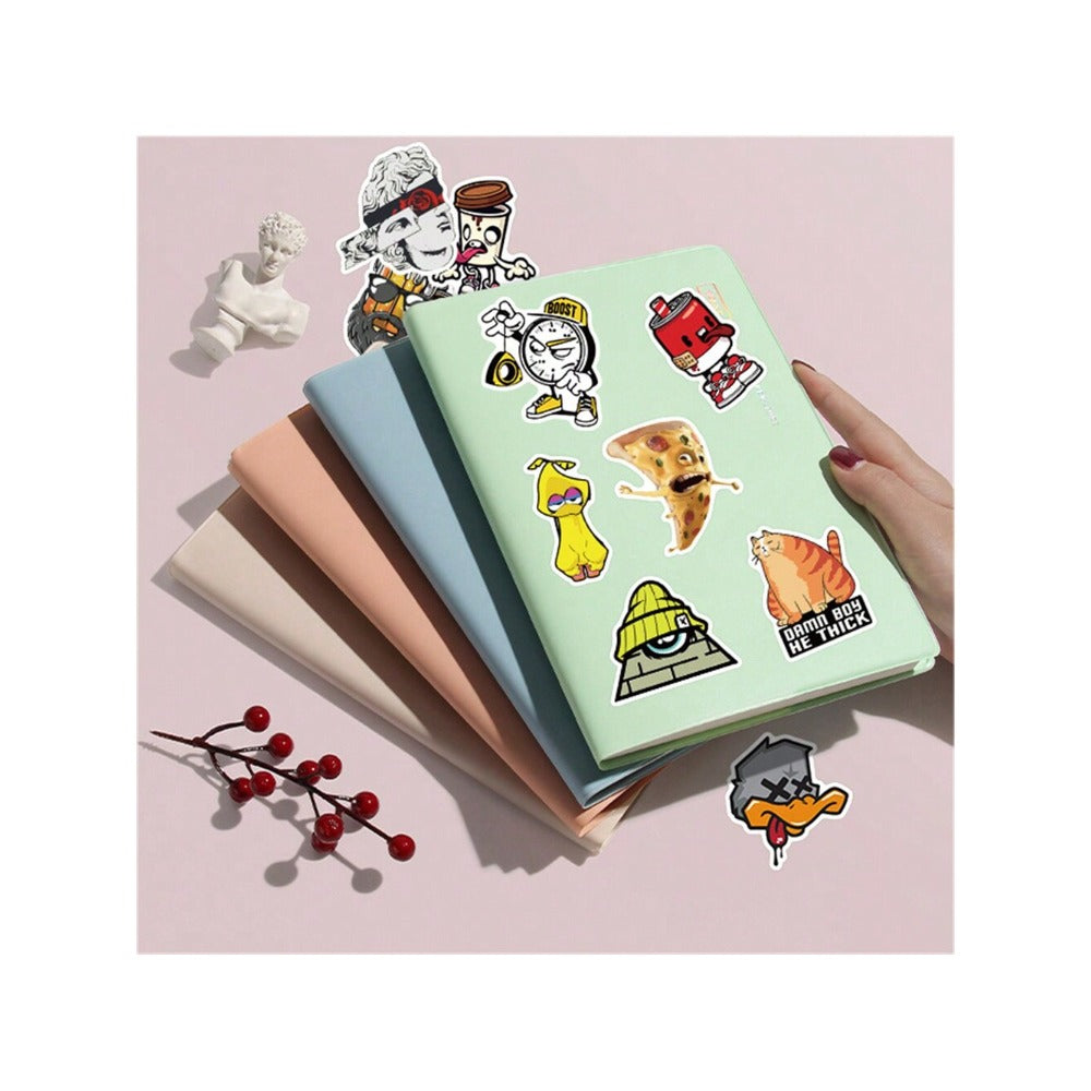 50PCS Cartoon Funny Animal Food Doodle Stickers Exquisite, Fashionable, Creative DIY Decorative Sticker Sheets Suitable for Helmets, Laptops, Skateboards, Water Bottles, and Stationery Cases