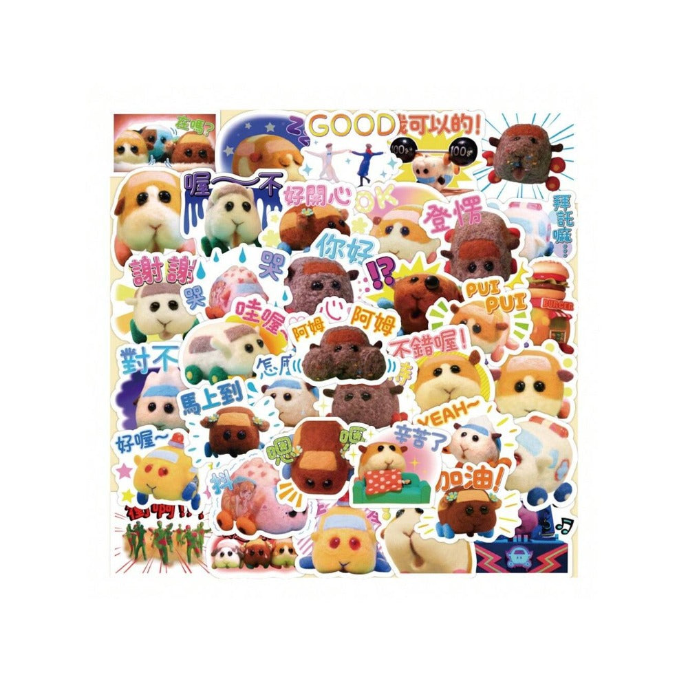 40PCS Cartoon Guinea Pig Doll Doodle Stickers Exquisite, Fashionable, Creative DIY Journal Decorations Suitable for Cups, Helmets, Skateboards, and Stationery Cases