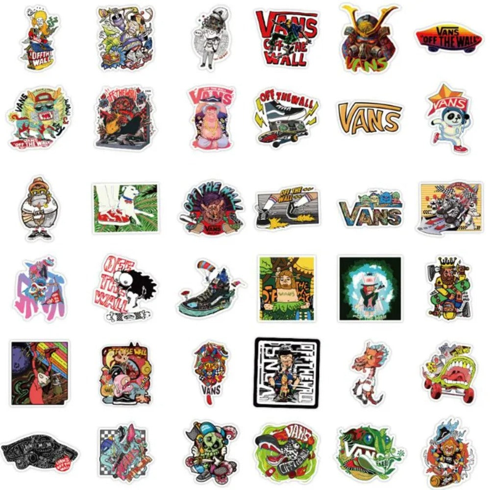 50PCS Cartoon Cool Trend Diary Waterproof Doodle Stickers for Suitcases, Skateboards, Guitars - Exquisite Creative Decorative Decals
