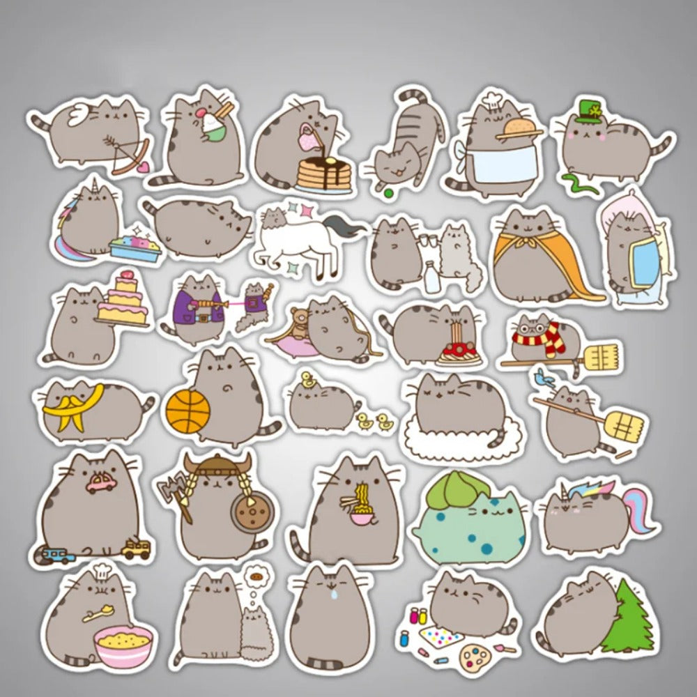 50PCS Cute Cartoon Chubby Cat Doodle Stickers Perfect for Phone Cases, Skateboards, Water Bottles, Helmets, Guitars, and Stationery Boxes Exquisite Creative Decorative Decals